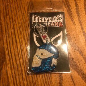 I Heart Lucha Libre Blue Mask Wrestling Keychain